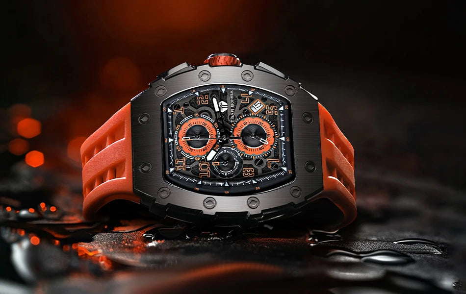 Montre Tonneau Luxe Homme – Acier Inoxydable Étanche