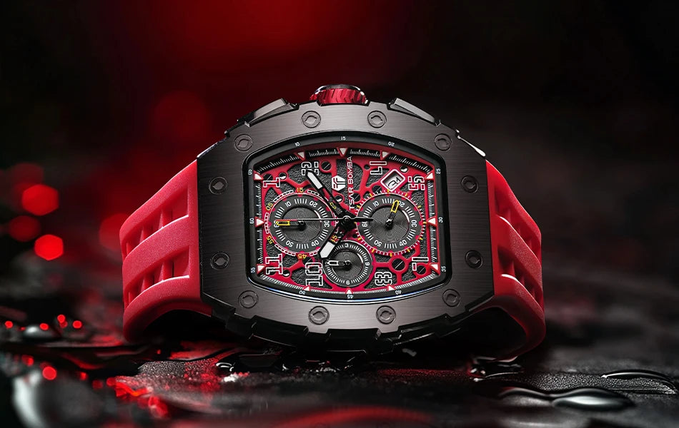 Montre Tonneau Luxe Homme – Acier Inoxydable Étanche