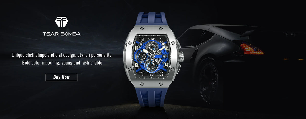 Montre Tonneau Luxe Homme – Acier Inoxydable Étanche