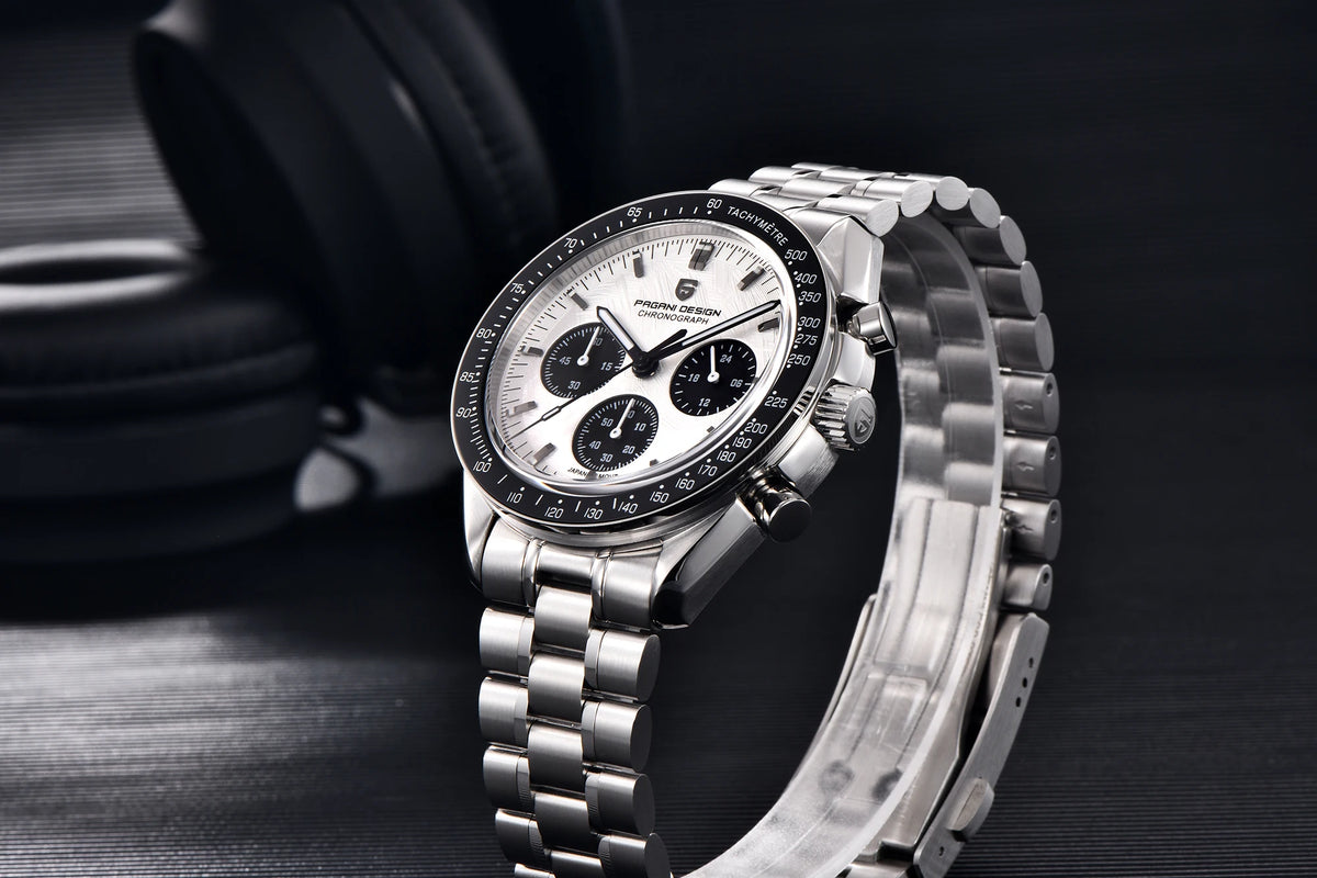 Montre Chronographe Homme Or – Quartz VK63, Verre Saphir Anti-Reflet