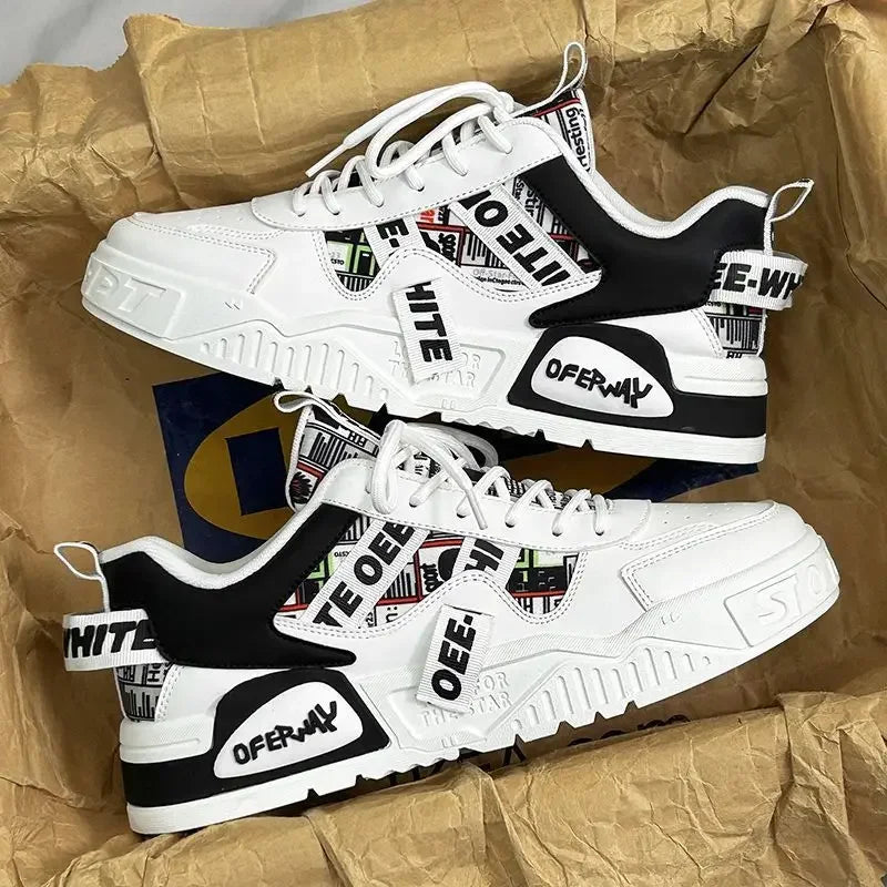 Baskets en cuir décontractées et tendance, nouvelles chaussures de skateboard pour hommes, chaussures de sport d'extérieur pour la course, la randonnée et le tennis, chaussures de luxe à plateforme