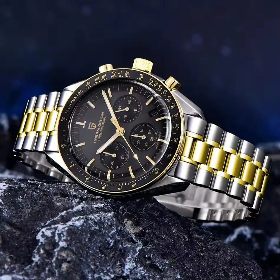 Montre Chronographe Homme Or – Quartz VK63, Verre Saphir Anti-Reflet