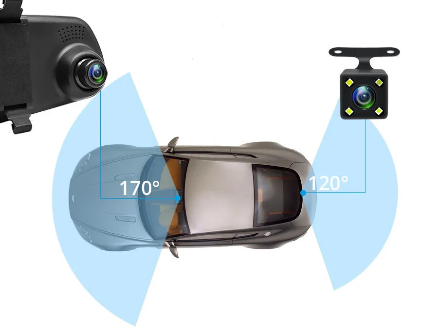 Dashcam, double caméra 1080P avant et intérieure, avec Vision nocturne IR, enregistrement en boucle, caméra DVR de voiture grand Angle.