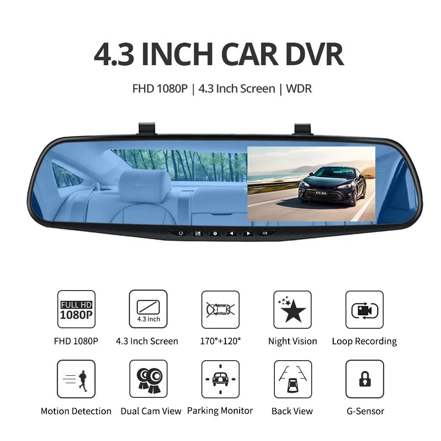 Dashcam, double caméra 1080P avant et intérieure, avec Vision nocturne IR, enregistrement en boucle, caméra DVR de voiture grand Angle.