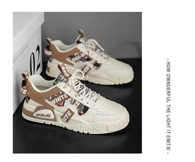 Baskets en cuir décontractées et tendance, nouvelles chaussures de skateboard pour hommes, chaussures de sport d'extérieur pour la course, la randonnée et le tennis, chaussures de luxe à plateforme