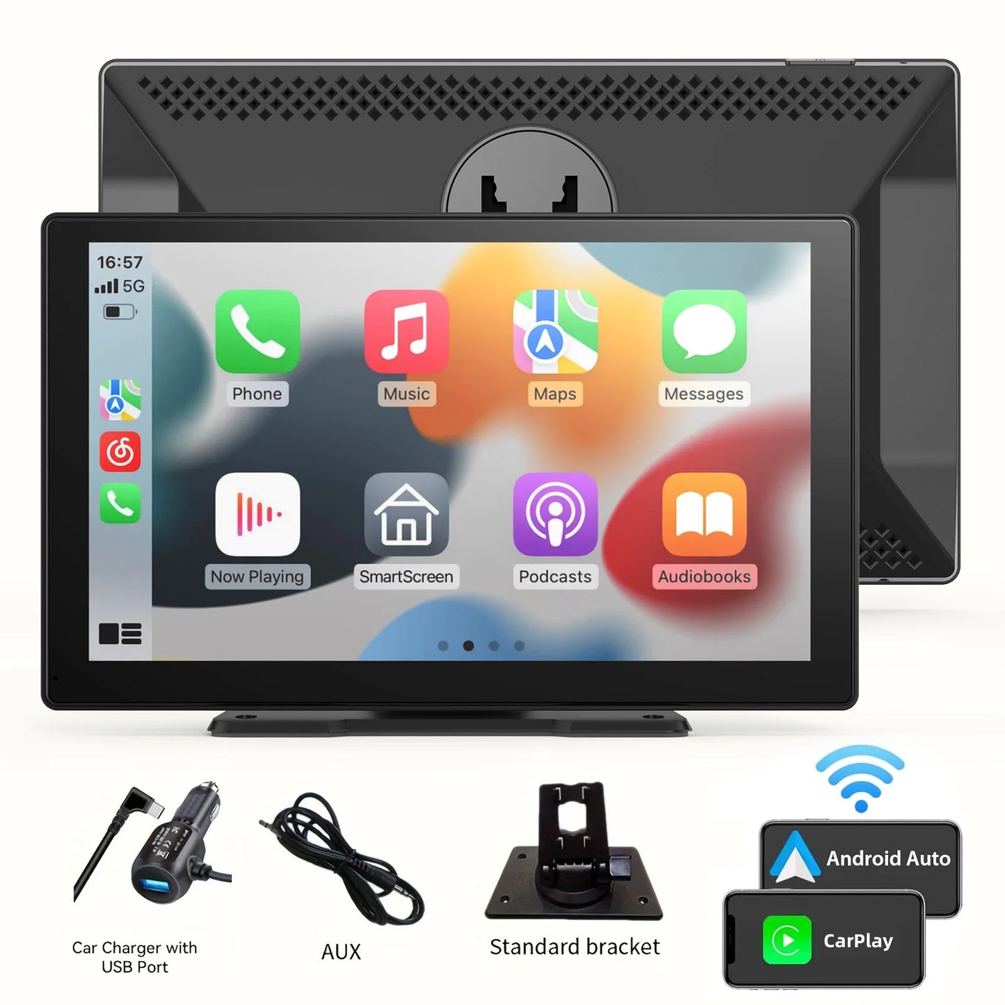 Autoradio multimédia Pionray 7/9/10,26 pouces compatible CarPlay et Android Auto, écran tactile IPS, prise en charge AUX, USB et caméra de recul