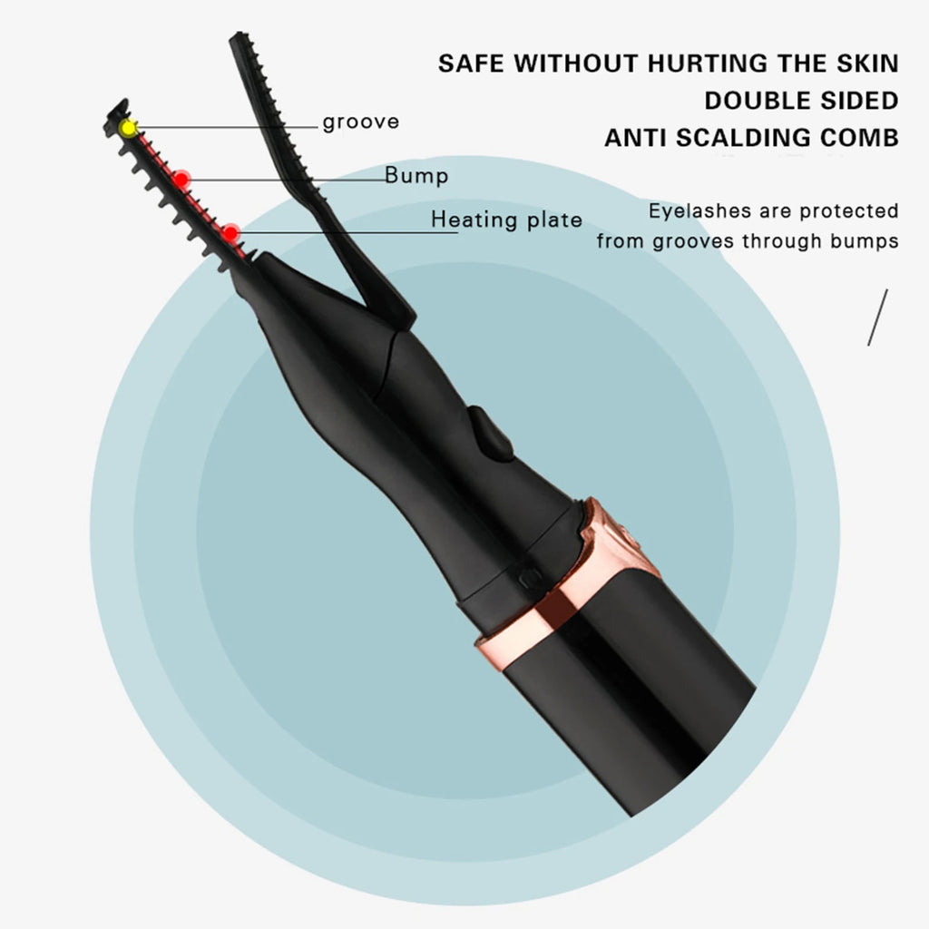 Recourbe-cils chauffants pour femmes, mini outil rechargeable USB pour une finition parfaite et un recourbement naturel des cils.