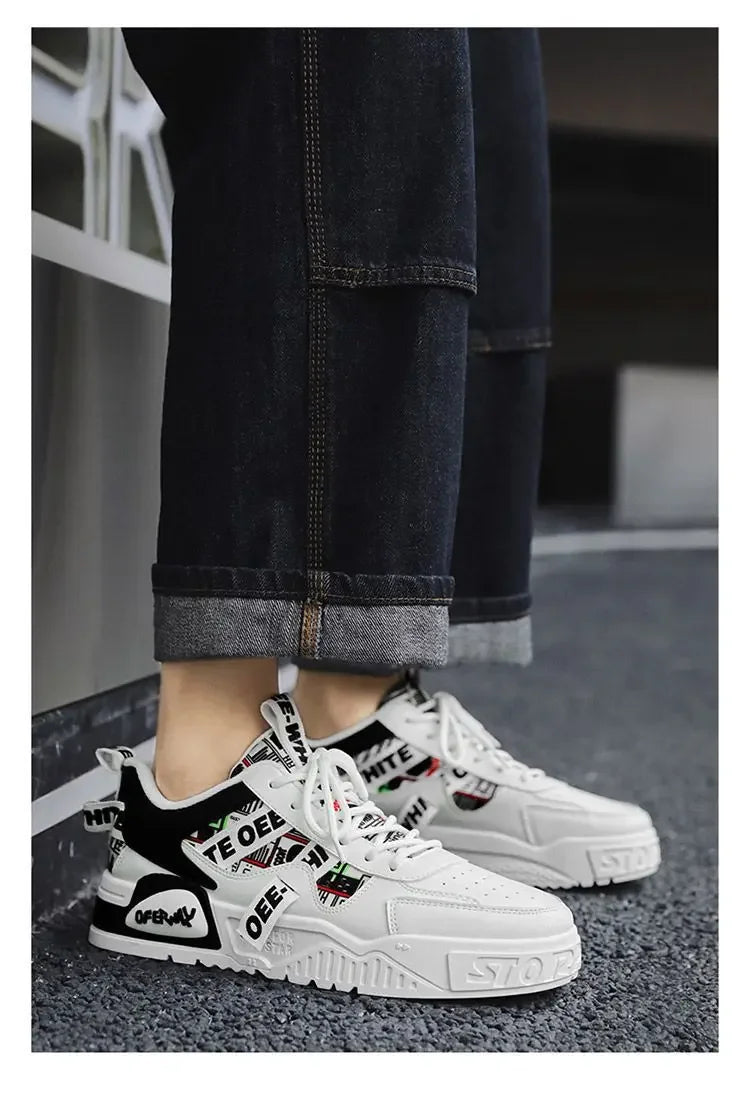 Baskets en cuir décontractées et tendance, nouvelles chaussures de skateboard pour hommes, chaussures de sport d'extérieur pour la course, la randonnée et le tennis, chaussures de luxe à plateforme