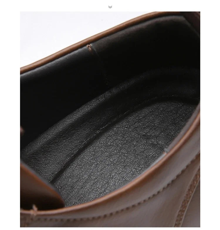 Chaussures décontractées en cuir pour hommes, chaussures à plateforme tendance et polyvalentes, chaussures de ville respirantes en cuir pour hommes