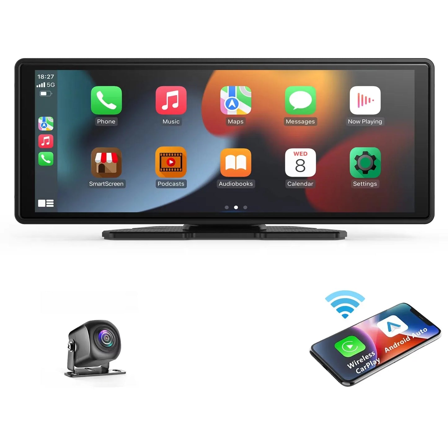 Autoradio multimédia Pionray 7/9/10,26 pouces compatible CarPlay et Android Auto, écran tactile IPS, prise en charge AUX, USB et caméra de recul