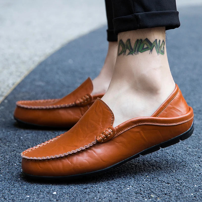 Chaussures homme décontractées en cuir véritable, mocassins, chaussures bateau de créateur, haute qualité, pointures 37 à 47.