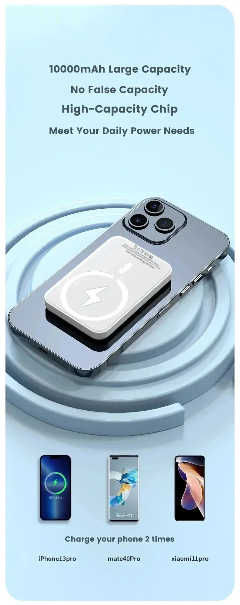 Batterie externe magnétique d'origine, chargeur sans fil portable à charge rapide pour iPhone et Magsafe.