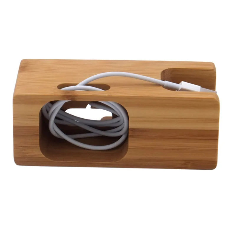Station de charge pour Apple Watch, support de téléphone, base en bois, chargeur pour Apple Watch, iWatch et iPhone, bambou