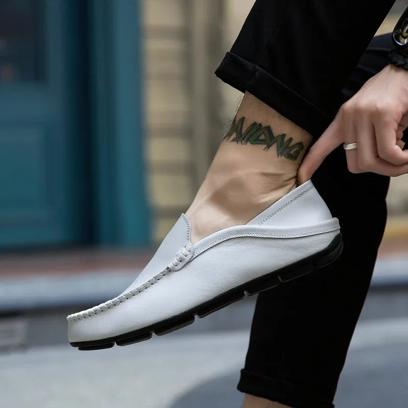 Chaussures homme décontractées en cuir véritable, mocassins, chaussures bateau de créateur, haute qualité, pointures 37 à 47.