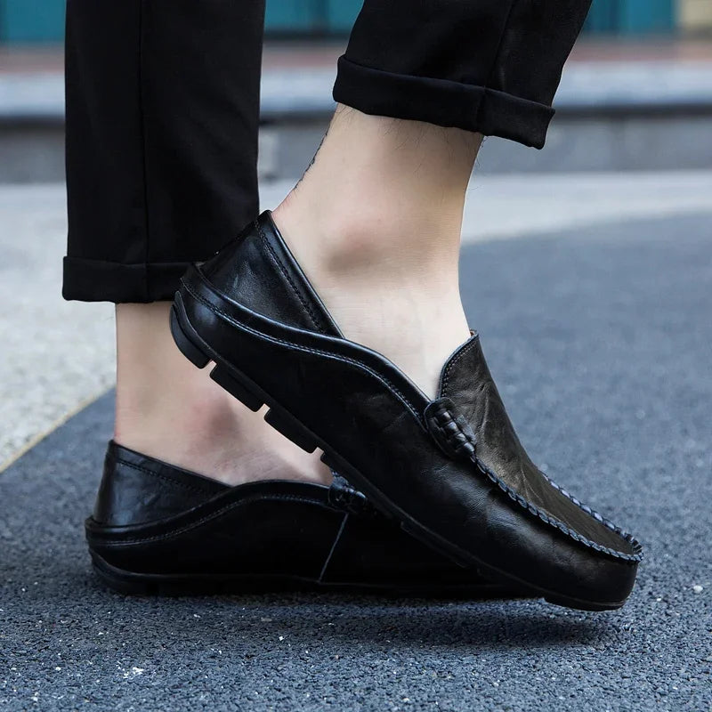 Chaussures homme décontractées en cuir véritable, mocassins, chaussures bateau de créateur, haute qualité, pointures 37 à 47.