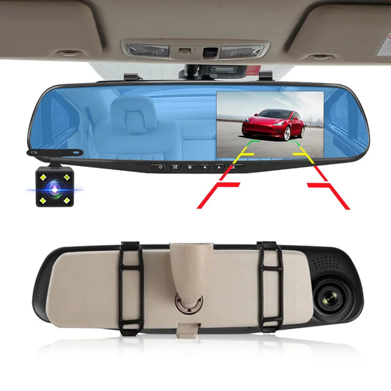 Dashcam, double caméra 1080P avant et intérieure, avec Vision nocturne IR, enregistrement en boucle, caméra DVR de voiture grand Angle.