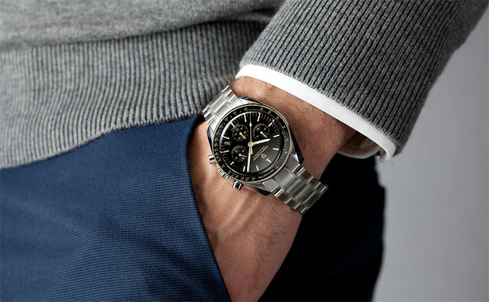 Montre Chronographe Homme Or – Quartz VK63, Verre Saphir Anti-Reflet