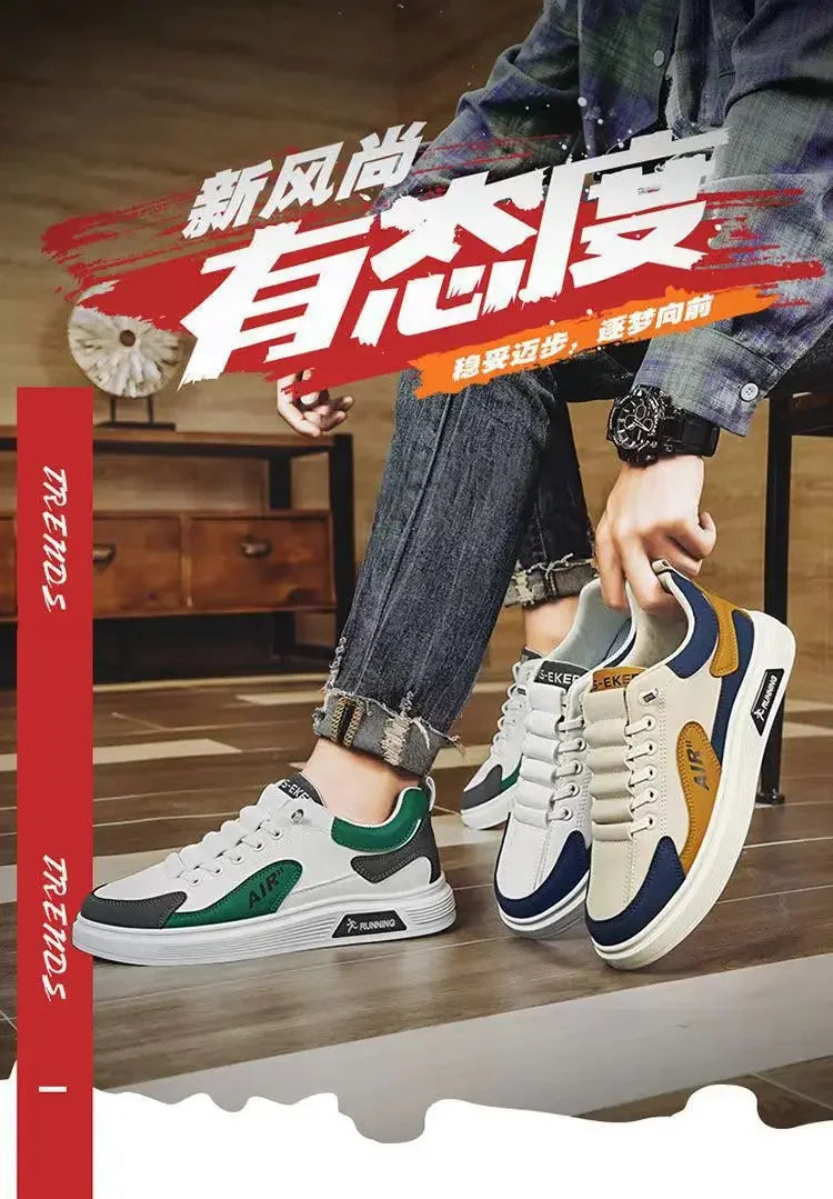 Chaussures homme en cuir basses, tendance et décontractées, idéales pour la course et le sport.