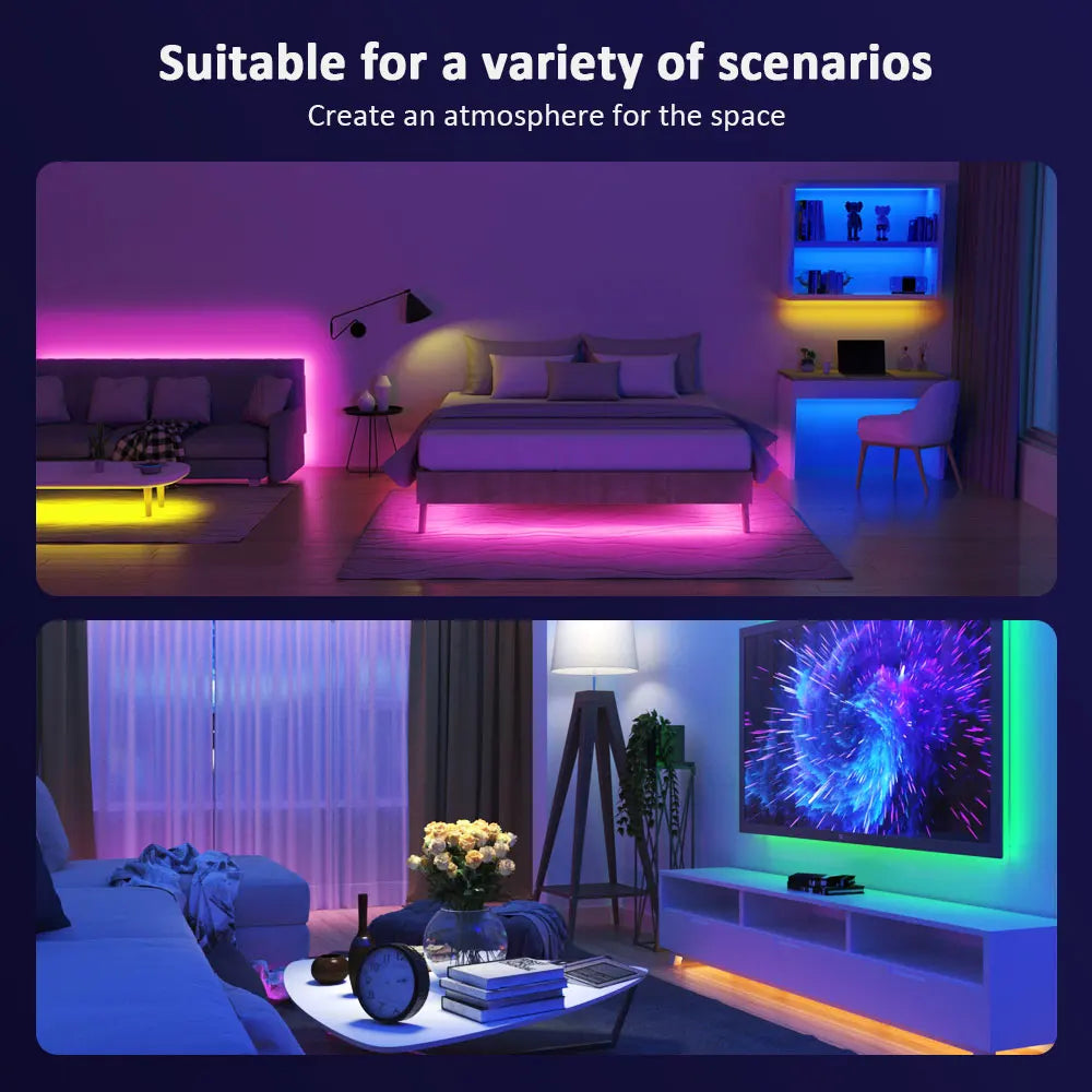 Bande LED RGB, 5V, 1M-30M, 16 millions de couleurs, RGB, synchronisation musicale, changement de couleur pour fêtes et maison
