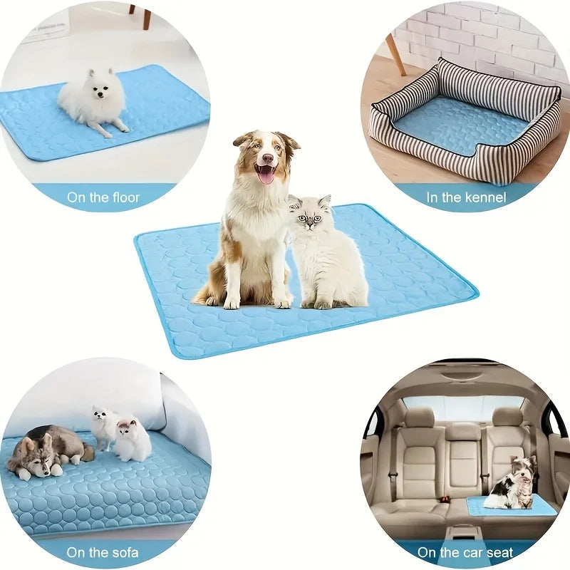 Tapis rafraîchissant d'été pour animaux de compagnie, tapis rafraîchissant pour chat et chien, tapis respirant, portable et lavable, couverture rafraîchissante pour niche/canapé/lit