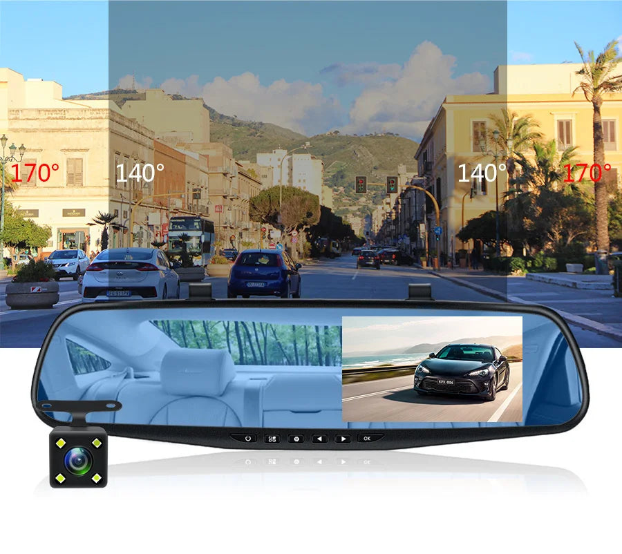 Dashcam, double caméra 1080P avant et intérieure, avec Vision nocturne IR, enregistrement en boucle, caméra DVR de voiture grand Angle.