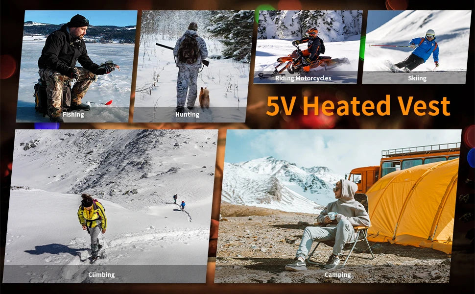 Gilet Chauffant Électrique 9 Zones – Veste Chauffante USB Unisexe pour Camping, Sport & Hiver