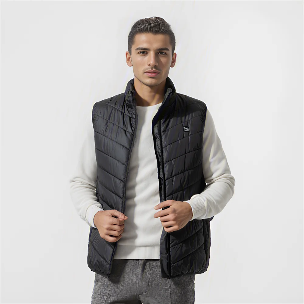 Gilet Chauffant Électrique 9 Zones – Veste Chauffante USB Unisexe pour Camping, Sport & Hiver