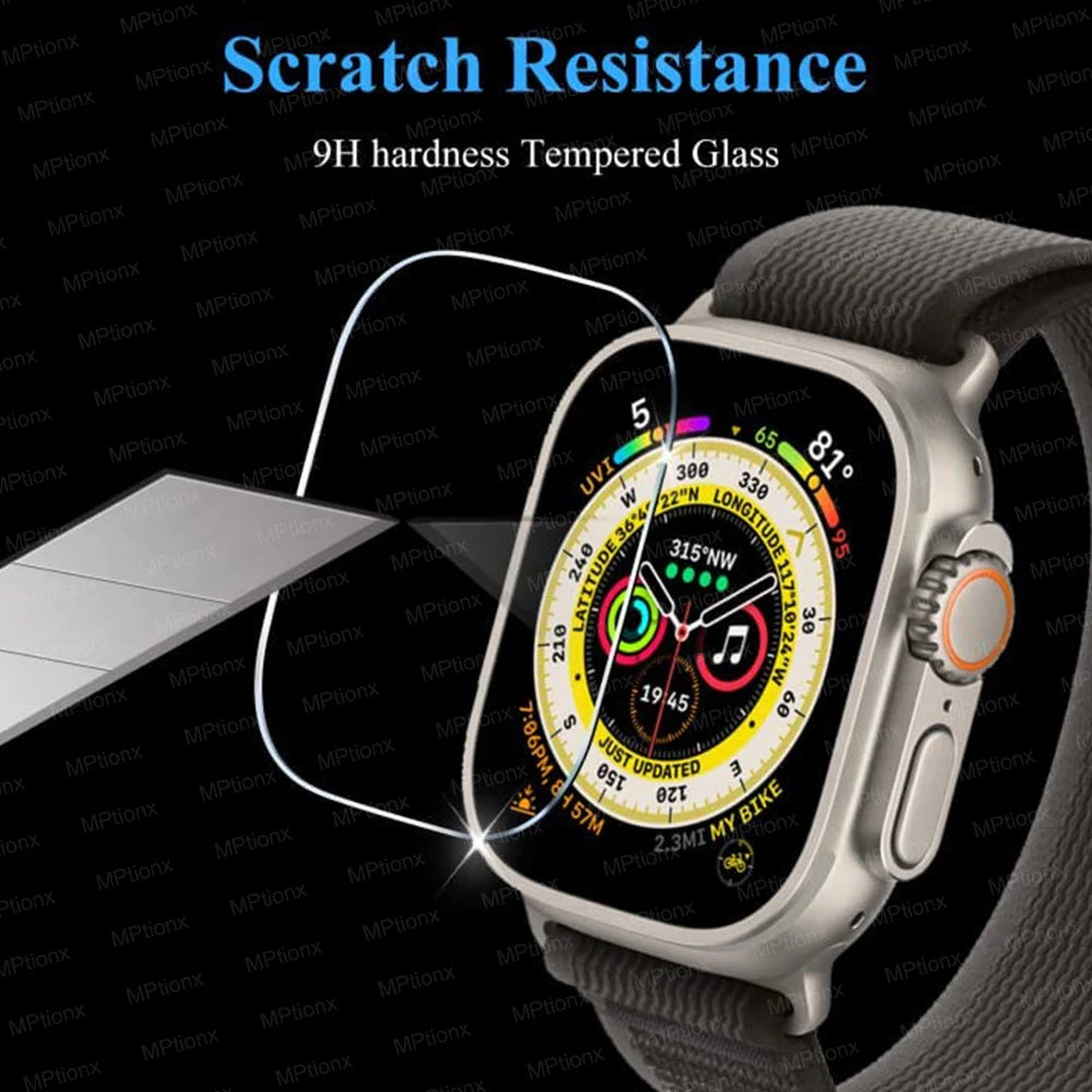 Verre trempé anti-rayures pour Apple Watch Ultra 49 mm (compatible avec la montre connectée Apple Watch Series Ultra 49 mm).