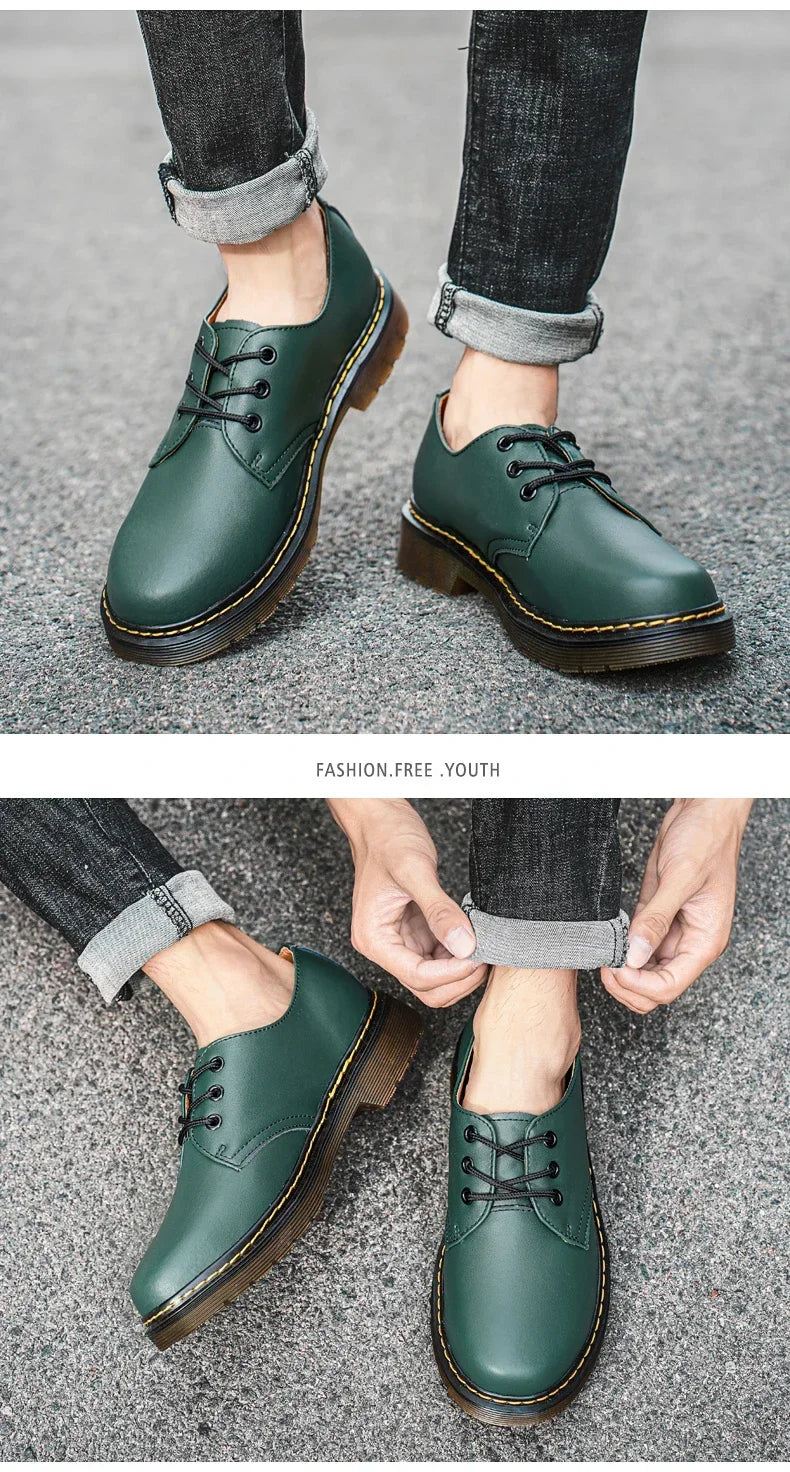 Chaussures homme tendance en cuir véritable, chaussures unisexes décontractées, mocassins plats respirants et antidérapants pour l'extérieur.