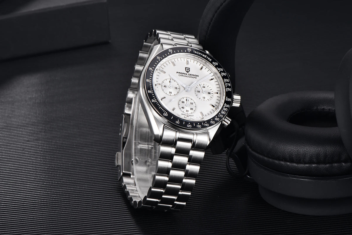 Montre Chronographe Homme Or – Quartz VK63, Verre Saphir Anti-Reflet
