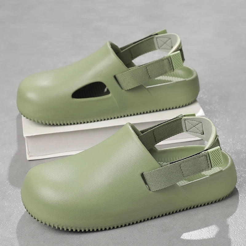 Sandales décontractées pour hommes, collection 2025, en EVA, antidérapantes, style mules, confortables et respirantes, idéales pour la maison.