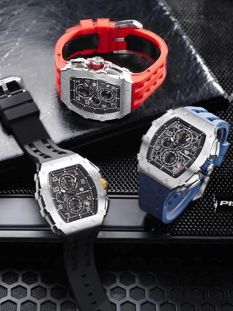 Montre Tonneau Luxe Homme – Acier Inoxydable Étanche