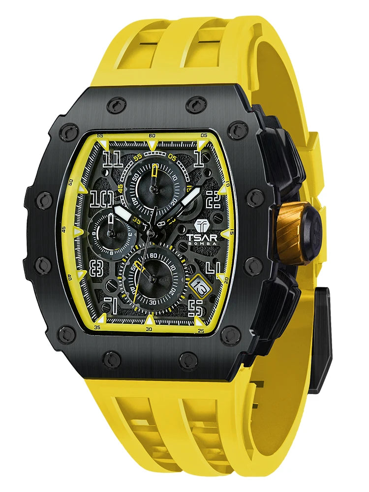 Montre Tonneau Luxe Homme – Acier Inoxydable Étanche